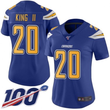 Los Angeles Chargers NFL Football Desmond King Electric Blue Jersey Women Limited  #20 100th Season Rush Vapor Untouchable->women nfl jersey->Women Jersey